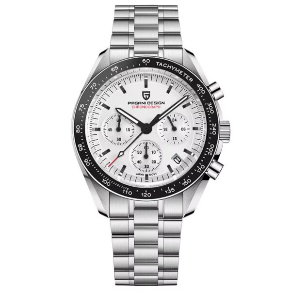 PD-1701 White Stainless Steel Quartz Chrono Watch