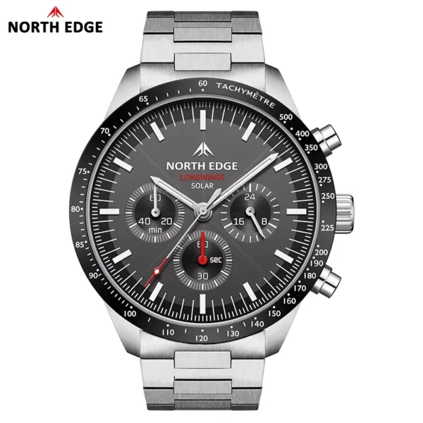 North Edge LONGWINGS Men's Solar Watch | Luminous, Waterproof, Long Battery Life