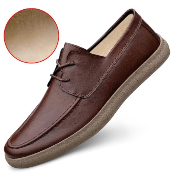 New Men's Leather Lace-Up Shoes, Soft and Comfortable Loafers, Men's Warm Oxford Shoes